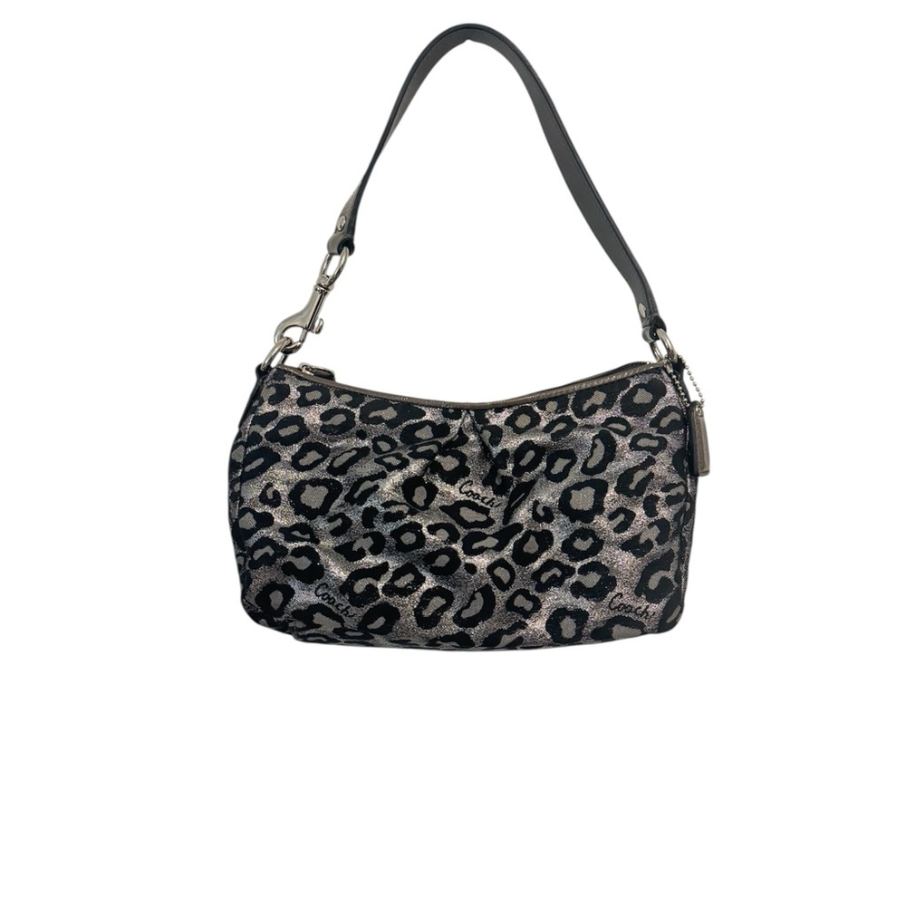 Y2K Vintage Coach Black and Gray Leopard Print Ocelot Women's Shoulder Bag